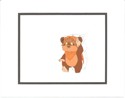 Star Wars: Ewoks Wicket from Season One Original Production Animation Cel with Stuck Drawing from Lucasfilm b5516