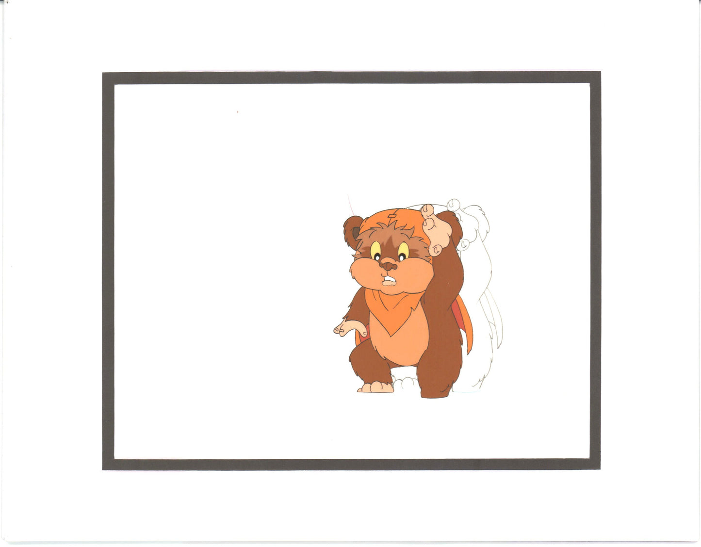 Star Wars: Ewoks Wicket from Season One Original Production Animation Cel with Stuck Drawing from Lucasfilm b5540