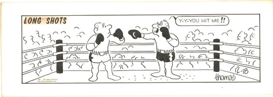 Fred Thomas Signed Long Shots Original Comic Art Strip Panel Cartoon about boxing b4192