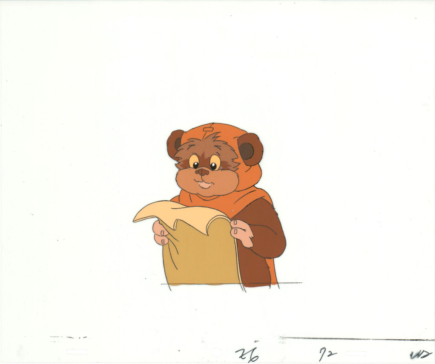 Star Wars: Ewoks Wicket from Season One Original Production Animation Cel and Drawing from Lucasfilm b5330