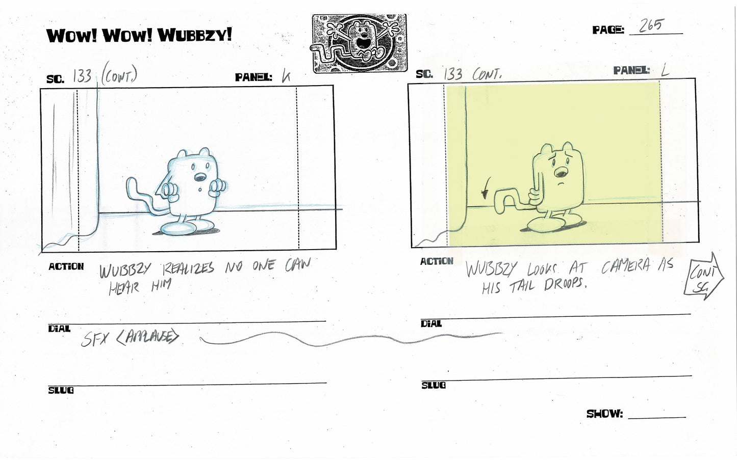 Wow! Wow! Wubbzy! Walden Original Production storyboard NICKELODEON 2006-2010 p265