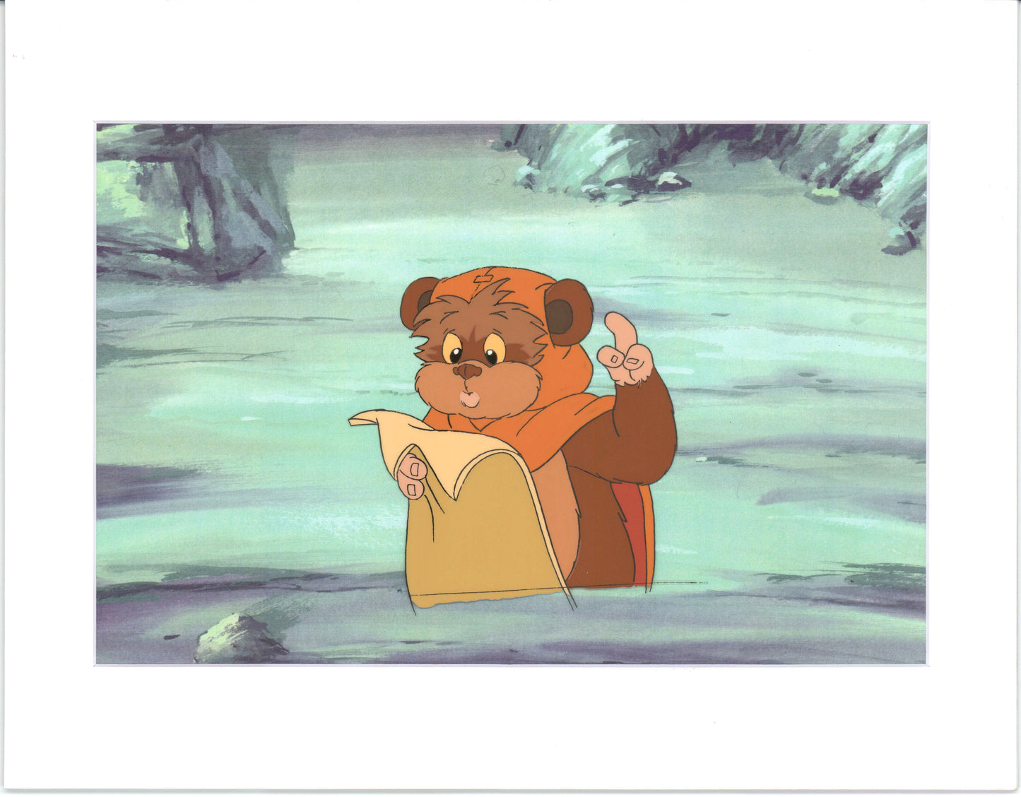 Star Wars: Ewoks Wicket from Season One Original Production Animation Cel and Drawing from Lucasfilm b5335