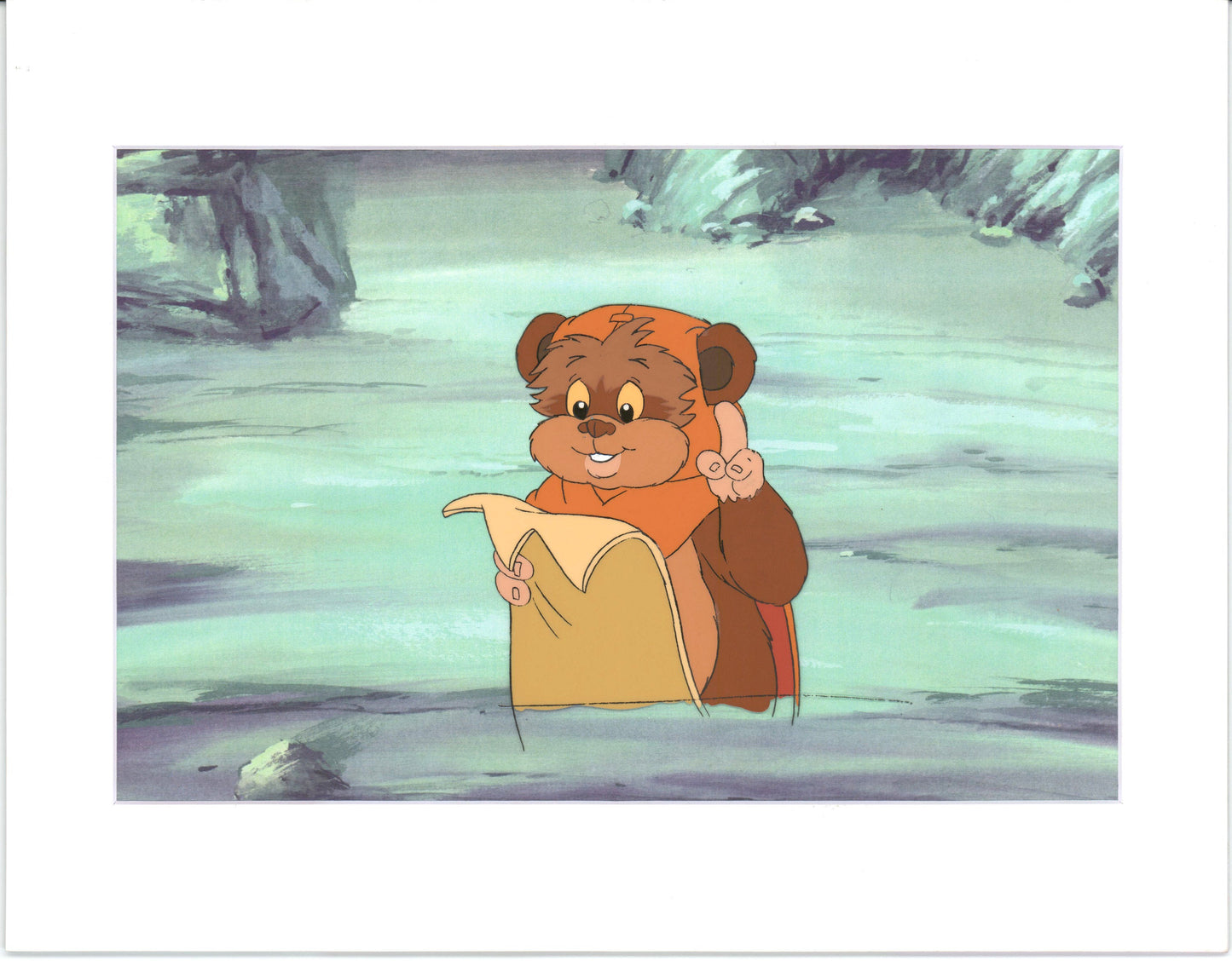 Star Wars: Ewoks Wicket from Season One Original Production Animation Cel and Drawing from Lucasfilm b5336