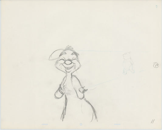 Winnie the Pooh Rabbit Walt Disney Production Animation Cel Drawing b3232