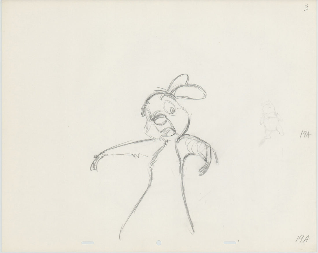 Winnie The Pooh Rabbit Walt Disney Production Animation Cel Drawing B3 