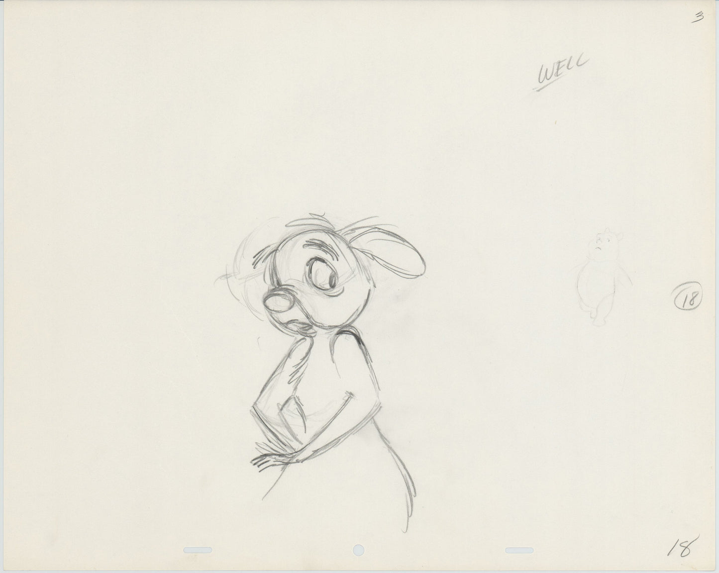 Winnie the Pooh Rabbit Walt Disney Production Animation Cel Drawing b3240