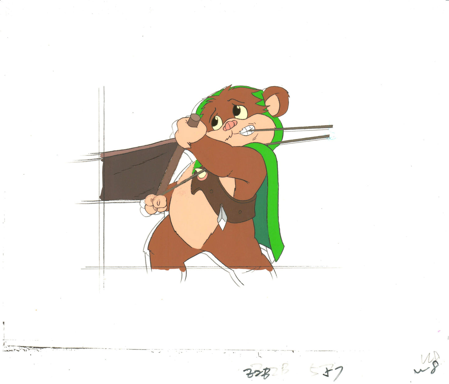 Star Wars: Ewoks Wicket from Season Two Original Production Animation Cel with Stuck Drawing from Lucasfilm b5513