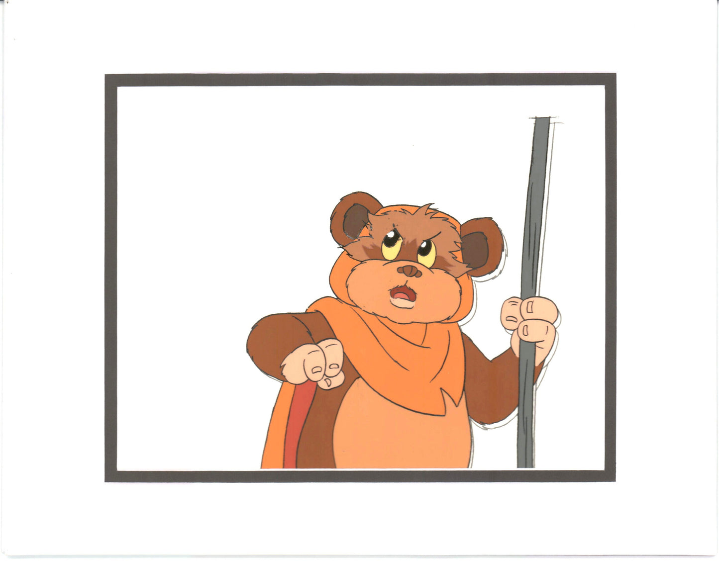 Star Wars: Ewoks Wicket from Season One Original Production Animation Cel with Stuck Drawing from Lucasfilm b5538