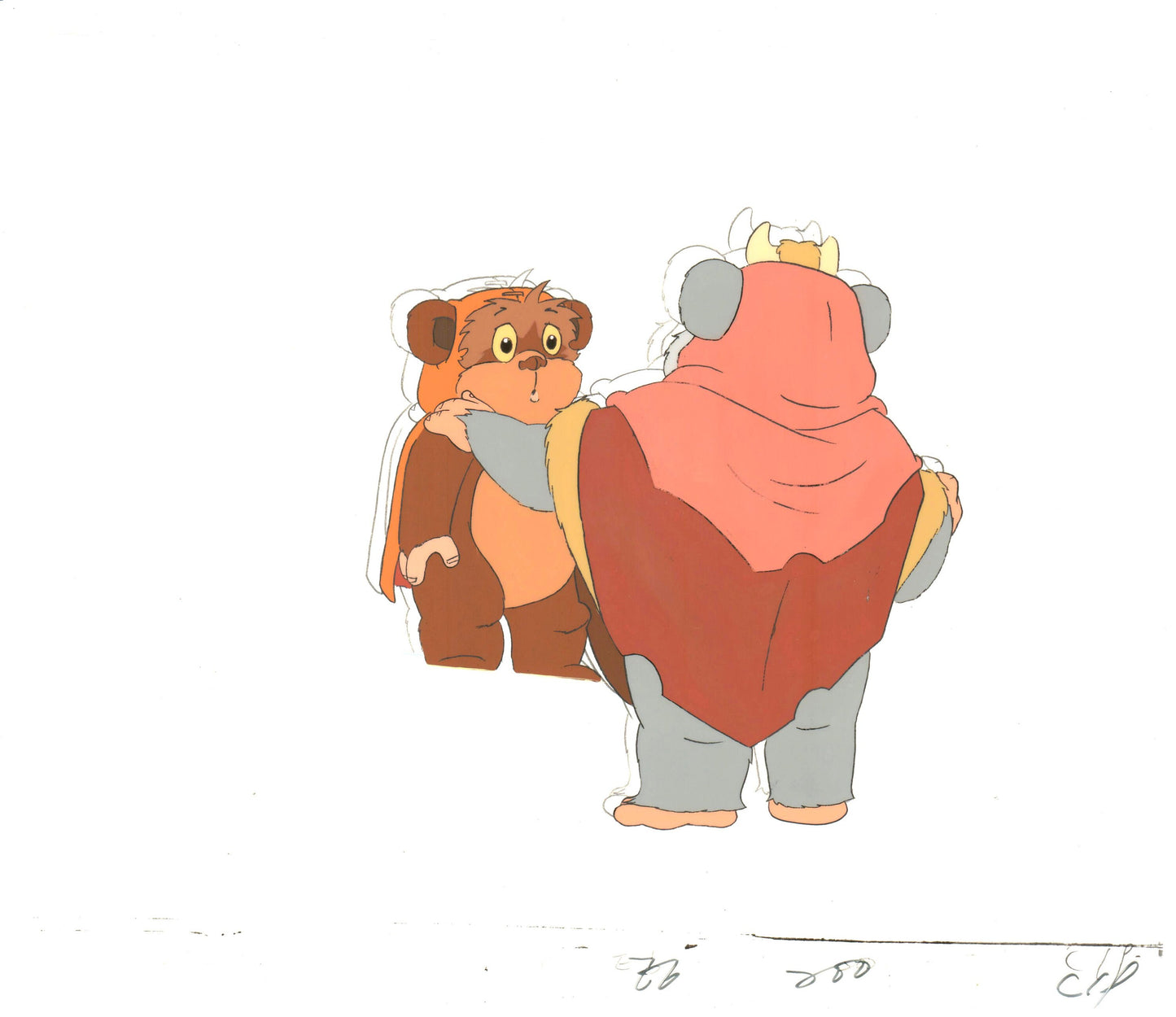 Star Wars: Ewoks Wicket from Season One Original Production Animation Cel with Stuck Drawing from Lucasfilm b5541