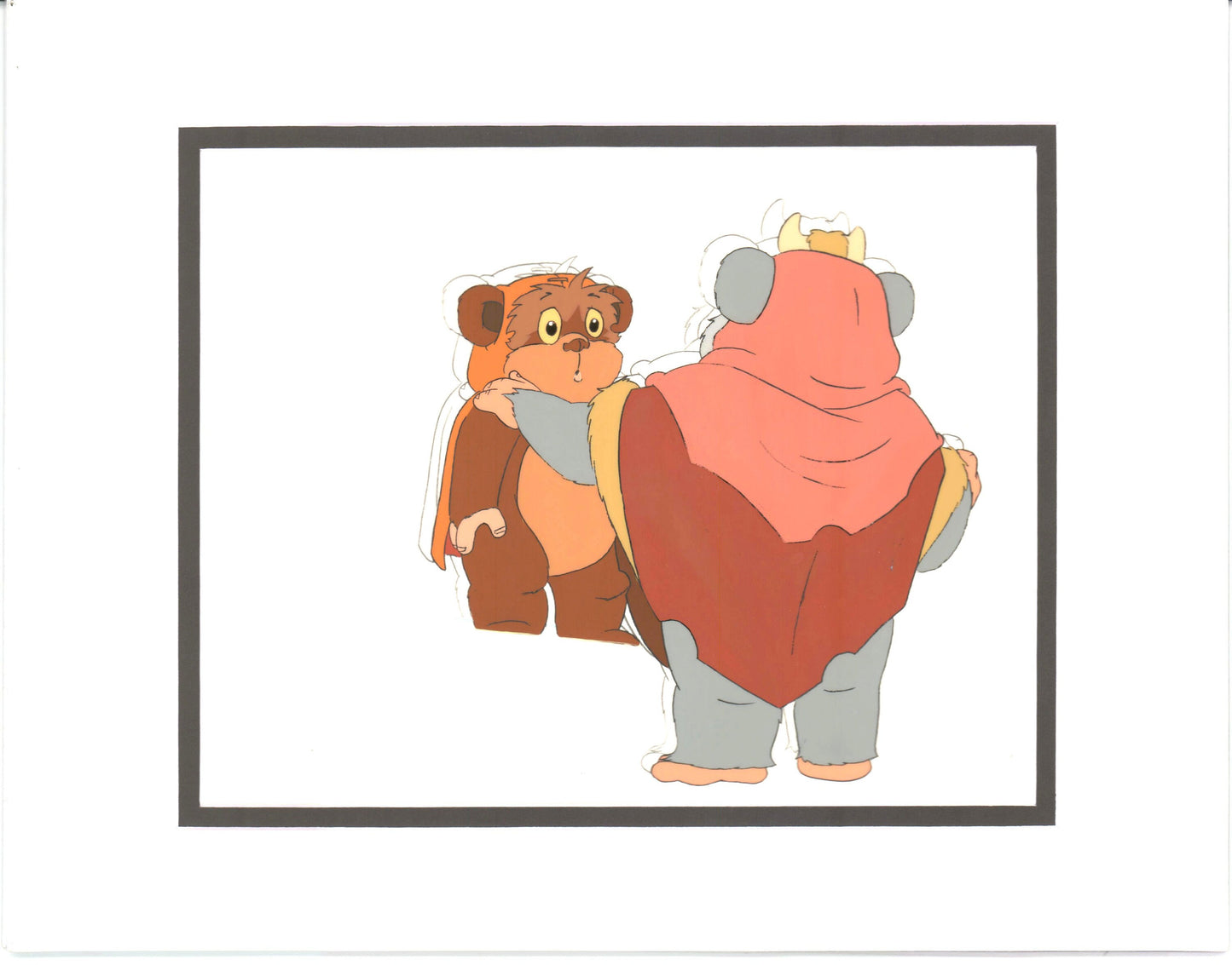 Star Wars: Ewoks Wicket from Season One Original Production Animation Cel with Stuck Drawing from Lucasfilm b5541