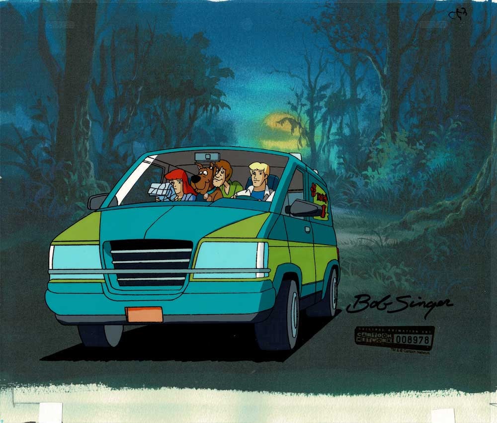 Scooby Doo Witch's Ghost 1999 Production Animation Cel from Hanna Barbera with the Mystery Machine Signed by Bob Singer