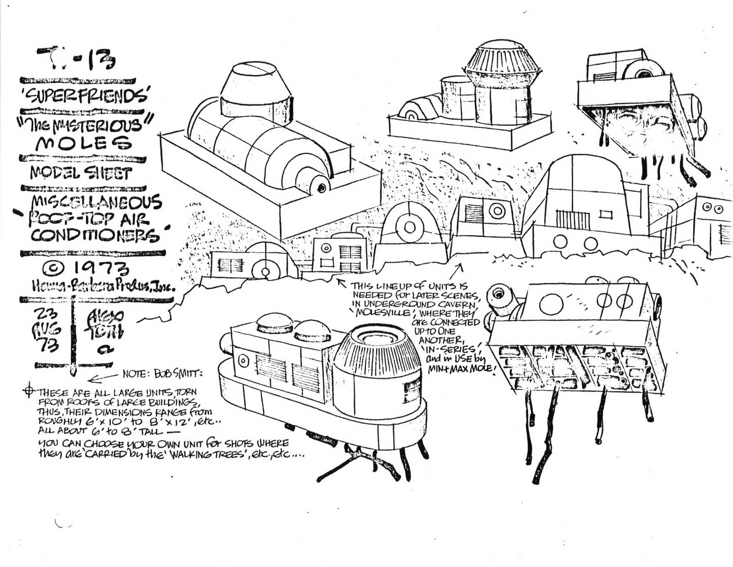 Alex Toth Superfriends 1973 Model Sheet Copy from Hanna Barbera Moles 40