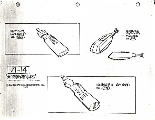 Alex Toth Superfriends 1973 Model Sheet Copy from Hanna Barbera Heat Ray 35
