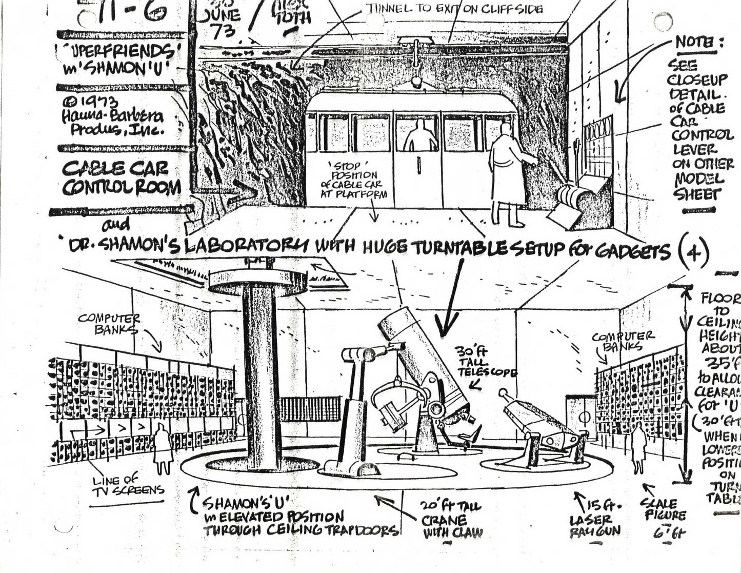 Alex Toth Superfriends 1973 Model Sheet Copy from Hanna Barbera Lab 15