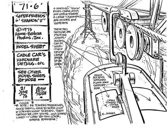 Alex Toth Superfriends 1973 Model Sheet Copy from Hanna Barbera Cable Car 44