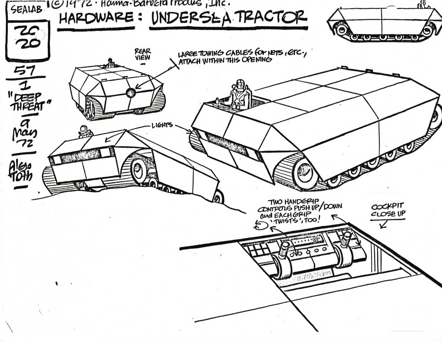Alex Toth Sealab 2020 1972 Model Sheet Copy from Hanna Barbera Tractor 21