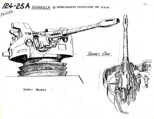 Godzilla 1979 Model Sheet Copy Hanna Barbera Turret Gun 16