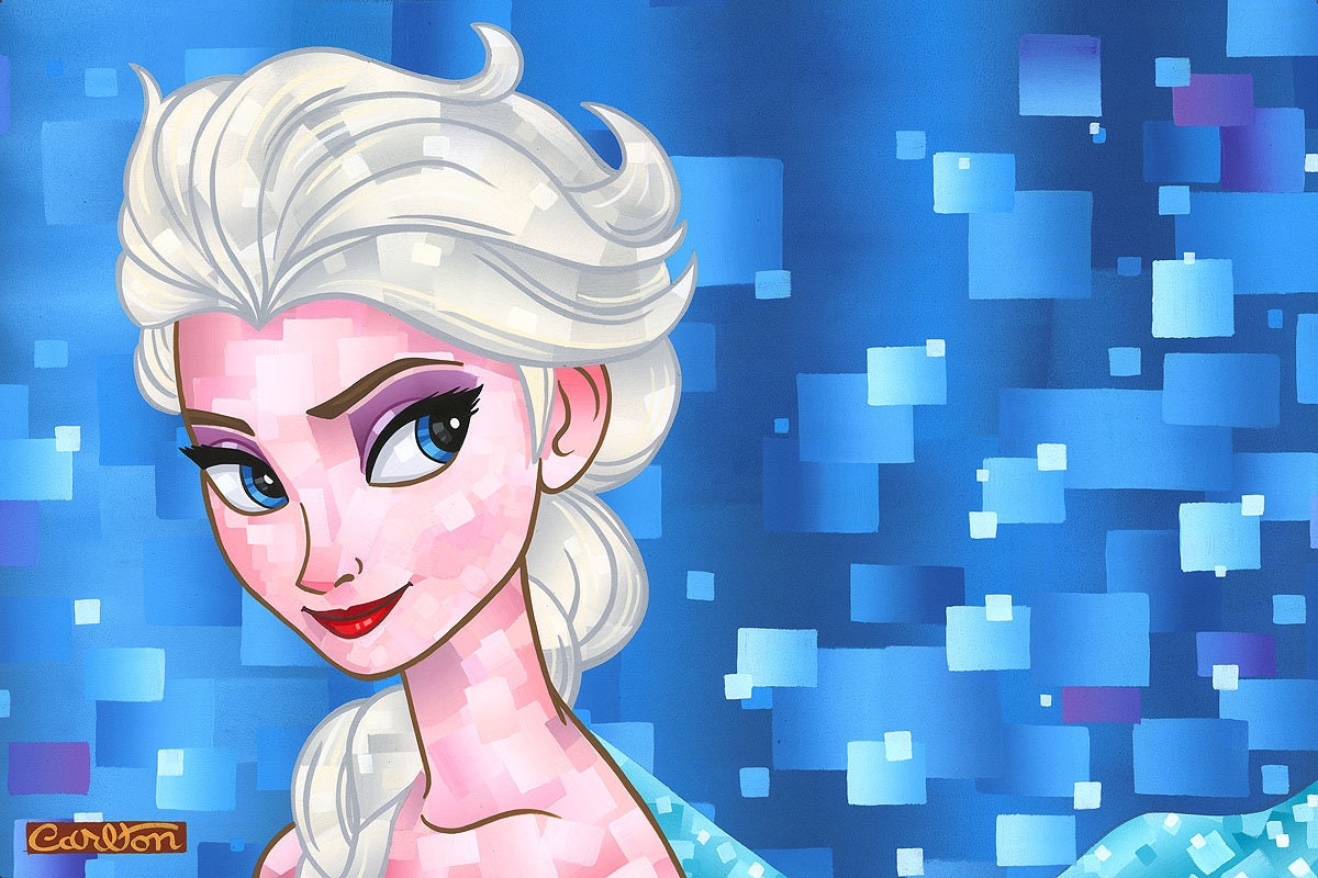 Elsa from Frozen Walt Disney Fine Art Trevor Carlton Signed Limited Edition of 195 Print on Canvas "Ice Queen"