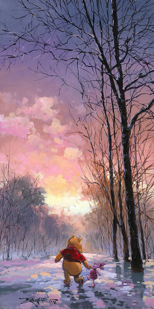 Winnie the Pooh Walt Disney Fine Art Rodel Gonzalez Signed Limited Edition of 195 Print on Canvas "Snowy Path" OH