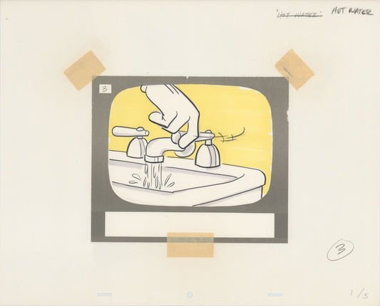 Goofy Willie Ito Hand-drawn Walt Disney Production Animation Storyboard 1970's or 1980's 192 from "Hot Water" Filmstrip