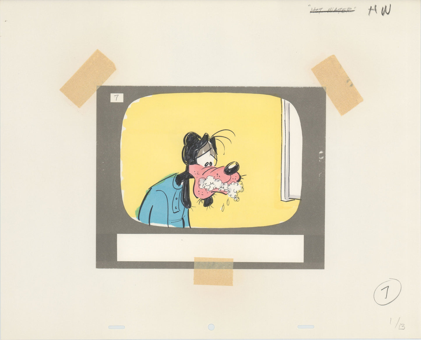 Goofy Willie Ito Hand-drawn Walt Disney Production Animation Storyboard 1970's or 1980's 196 from "Hot Water" Filmstrip