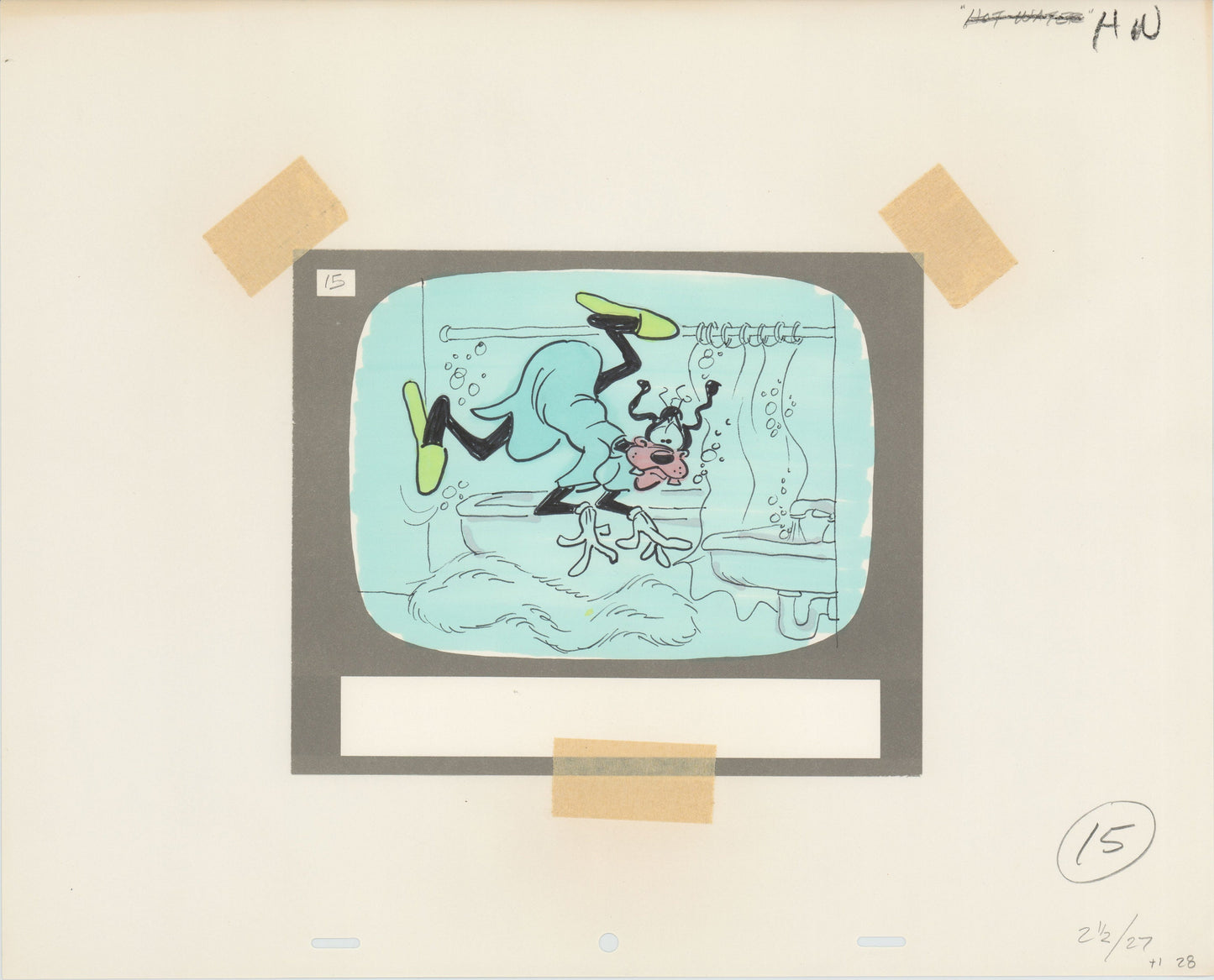 Goofy Willie Ito Hand-drawn Walt Disney Production Animation Storyboard 1970's or 1980's 204 from "Hot Water" Filmstrip