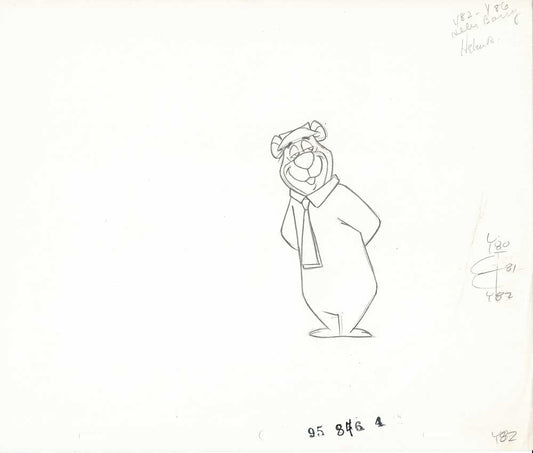 Yogi Bear Key Animation Production Cel Drawing Hanna Barbera 1970s Signed? 482