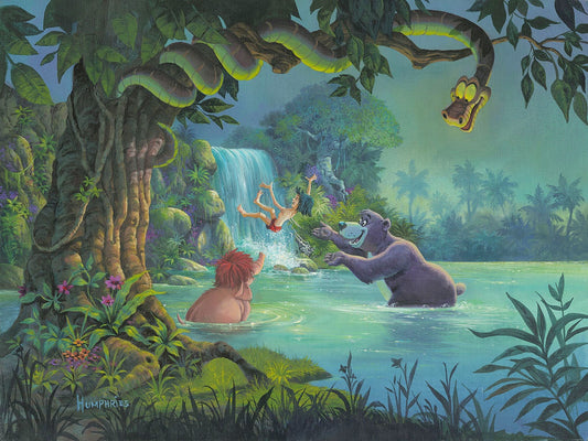 Jungle Book Mowgli Baloo Walt Disney Fine Art Michael Humphries Signed Limited Edition of 50 Print on Canvas "At Home in the Wild"