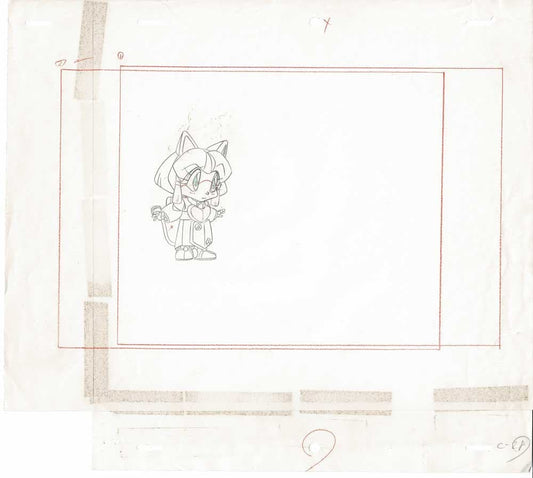 Samurai Pizza Cats Francine Cartoon Pan Production Animation Cel Drawing Saban 1990s 8