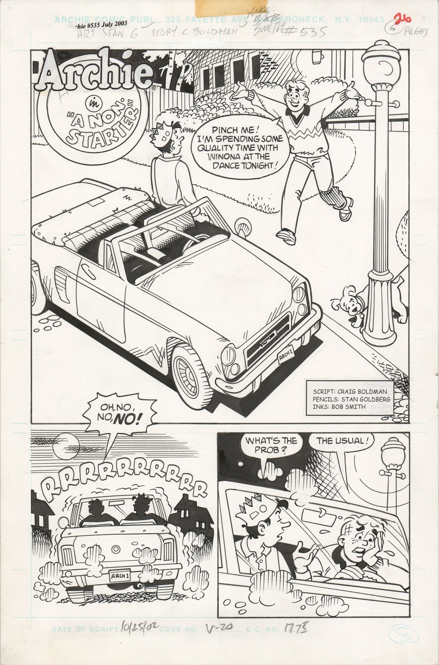 Archie 2003 Hand-inked Original Comic Book Page Art From #535 by Stan Goldberg and Bob Smith p26