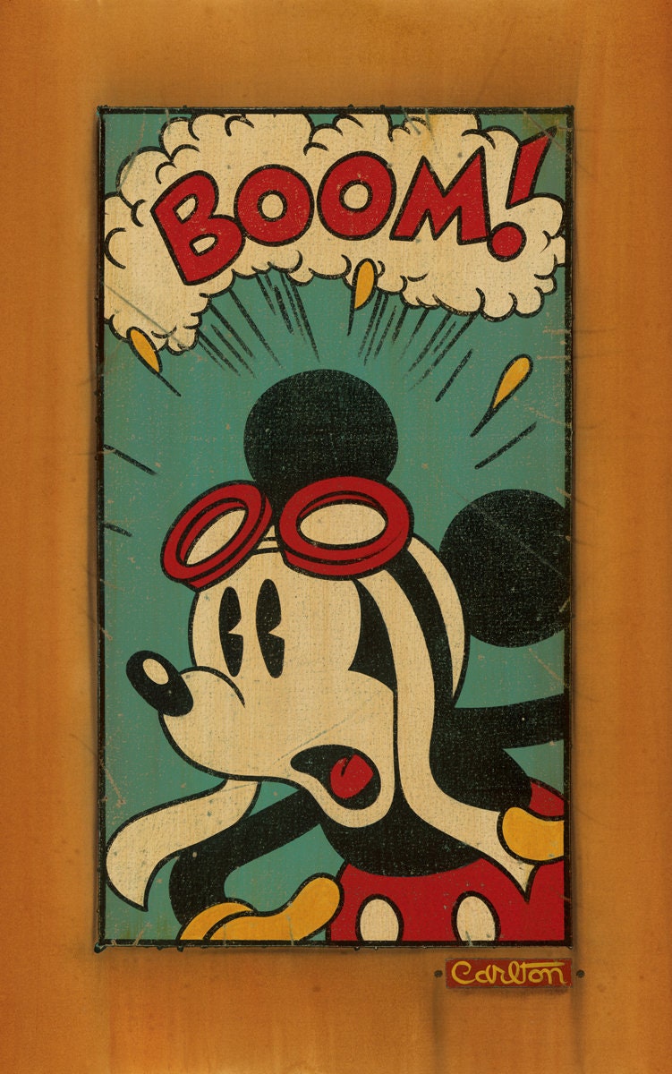 Mickey Mouse Walt Disney Fine Art Trevor Carlton Signed Limited Edition of 95 Print on Canvas "Boom!"