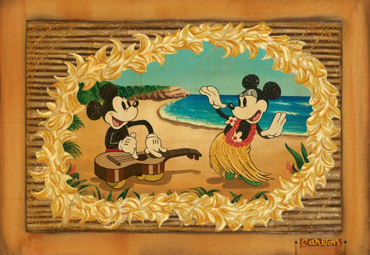 Mickey Mouse Minnie Mouse Walt Disney Fine Art Trevor Carlton Signed Limited Edition of 195 Print on Canvas "Hula in Paradise"