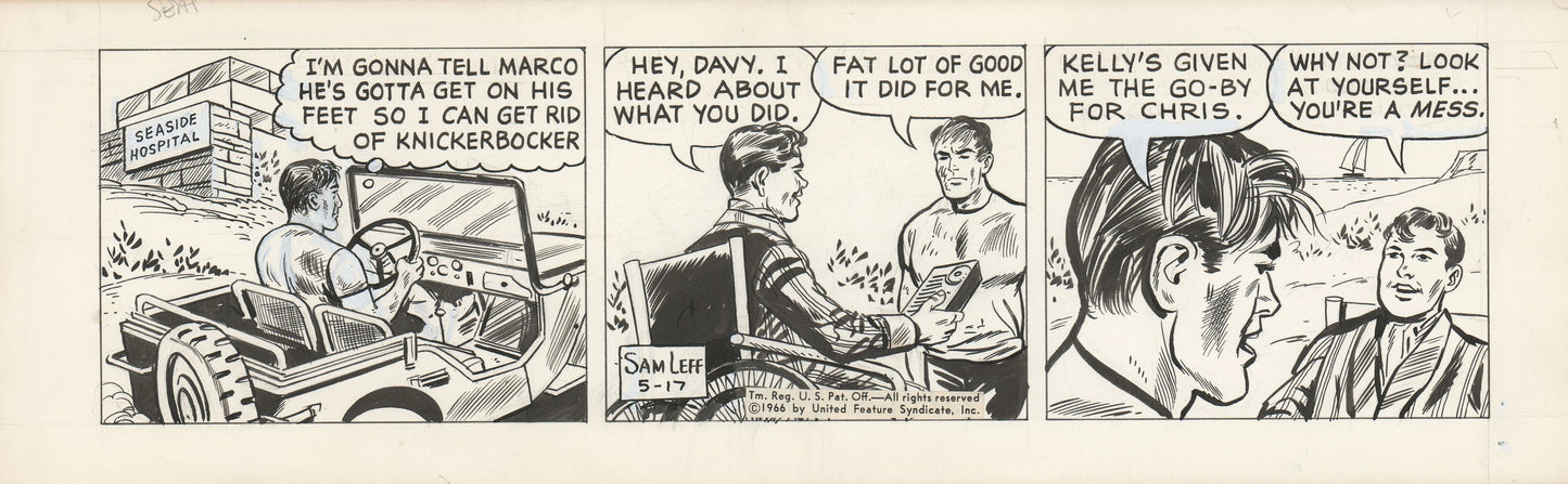 Davy Jones Original Ink Daily Newspaper Comic Strip Art Signed and Drawn by Sam Leff 1966 224