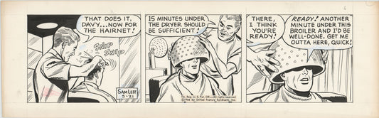 Davy Jones Original Ink Daily Newspaper Comic Strip Art Signed and Drawn by Sam Leff 1966 228