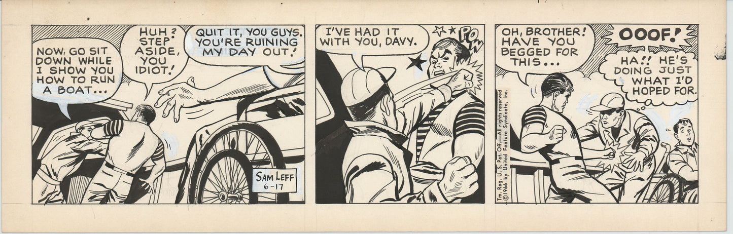 Davy Jones Original Ink Daily Newspaper Comic Strip Art Signed and Drawn by Sam Leff 1966 233