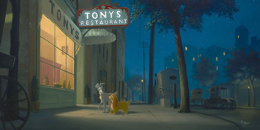 Lady and the Tramp Walt Disney Fine Art Rob Kaz Signed Limited Edition of 195 on Canvas "A Night with Lady"