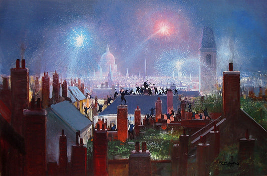 Mary Poppins Walt Disney Fine Art Peter Ellenshaw Limited Edition of 200 Print on Canvas "Sweeps Dance on the Rooftops"