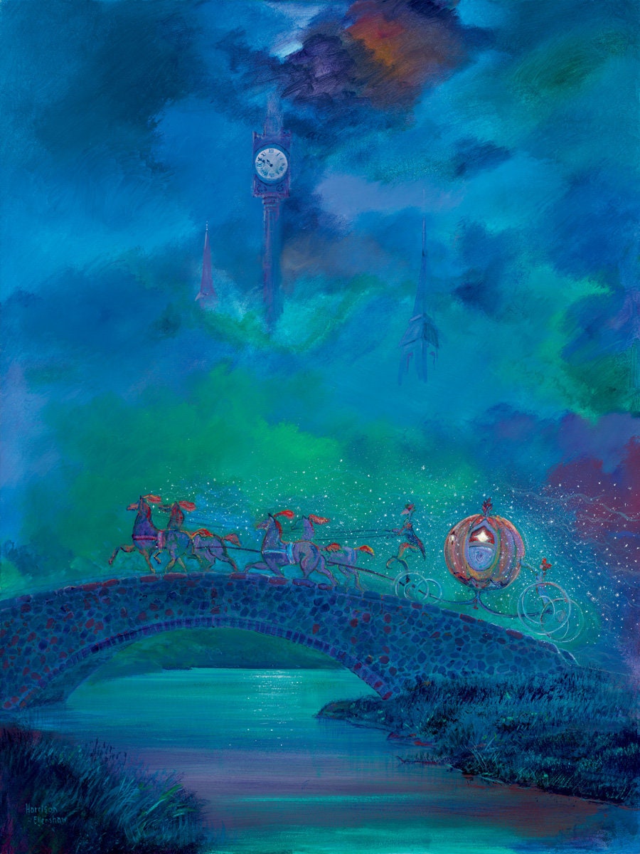 Cinderella Walt Disney Fine Art Harrison Ellenshaw Signed Limited Edition of 195 Print on Canvas "Before Midnight"