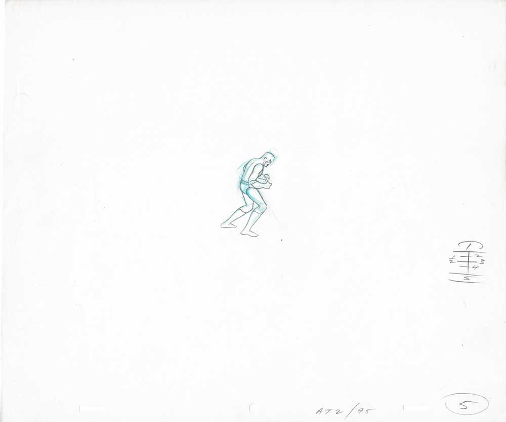The Atom 1967-8 Production Animation Cel Drawing from Filmation Superman Aquaman Hour of Adventure 5