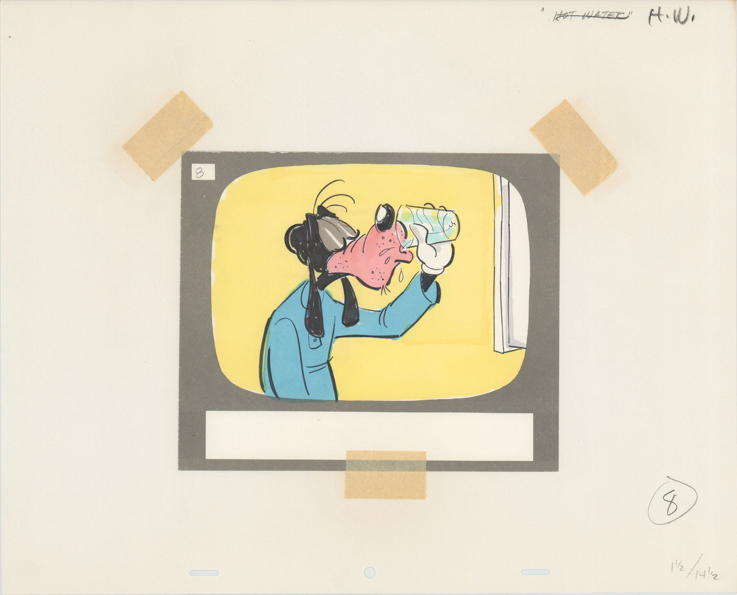 Goofy Willie Ito Hand-drawn Walt Disney Production Animation Storyboard 1970's or 1980's 197 from "Hot Water" Filmstrip