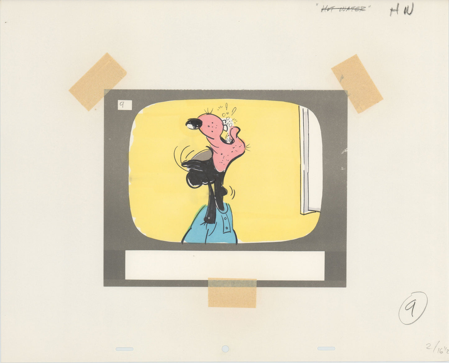 Goofy Willie Ito Hand-drawn Walt Disney Production Animation Storyboard 1970's or 1980's 198 from "Hot Water" Filmstrip