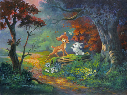 Bambi Walt Disney Fine Art Michael Humphries Signed Limited Edition of 95 Print on Canvas "A Friendship Blossoms"