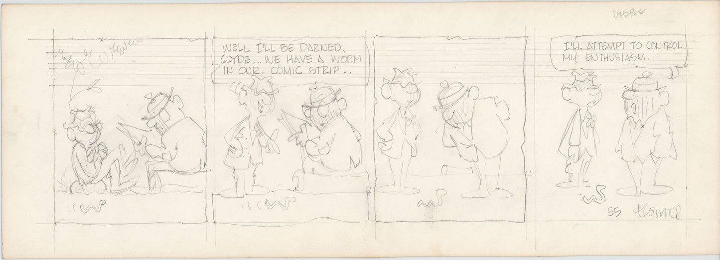 Fred Thomas Signed Concept Original Comic Art Strip Pencil Panel Cartoon 1966 Hobos - Good Ol Bo b4205