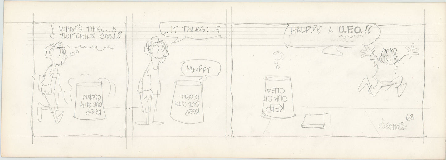 Fred Thomas Signed Concept Original Comic Art Strip Pencil Panel Cartoon 1966 Hobos - Good Ol Bo b4213