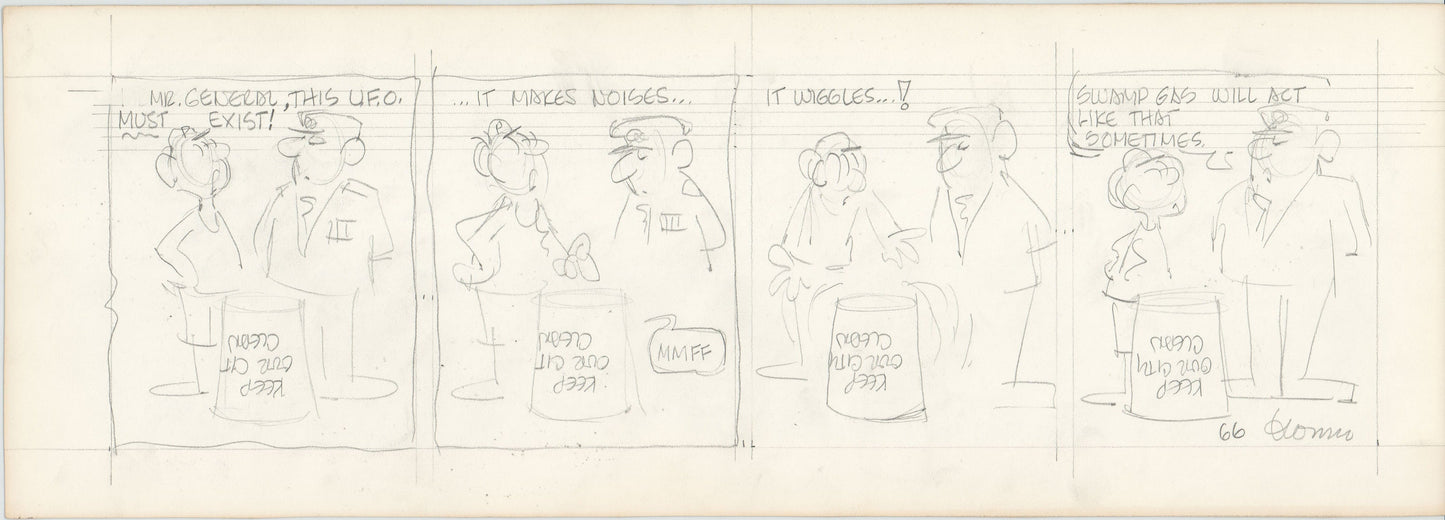 Fred Thomas Signed Concept Original Comic Art Strip Pencil Panel Cartoon 1966 Hobos - Good Ol Bo b4216