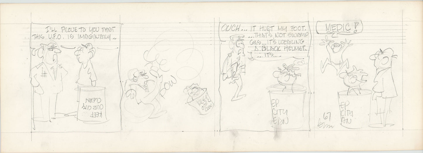 Fred Thomas Signed Concept Original Comic Art Strip Pencil Panel Cartoon 1966 Hobos - Good Ol Bo b4217