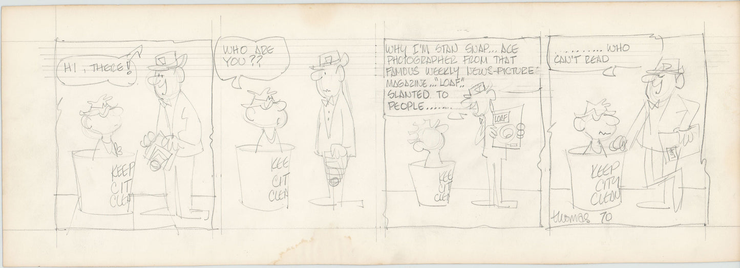 Fred Thomas Signed Concept Original Comic Art Strip Pencil Panel Cartoon 1966 Hobos - Good Ol Bo b4220