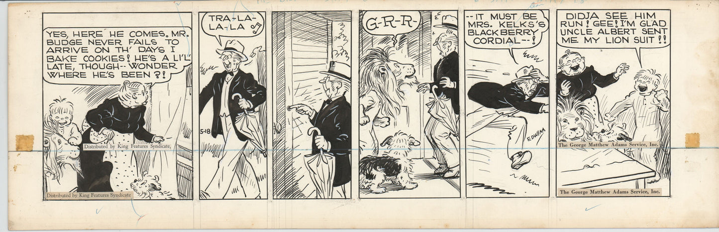 Cap Stubbs and Tippie Original Ink Daily Comic Strip Art Signed and Drawn by Edwina Dumm 1946 226