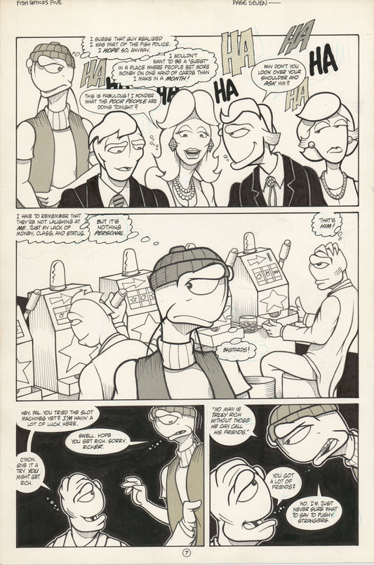 Fish Shticks #5 1992 Hand-inked original comic page by Steve Hauk and Steve Mancuse p7 Offshoot of Fish Police