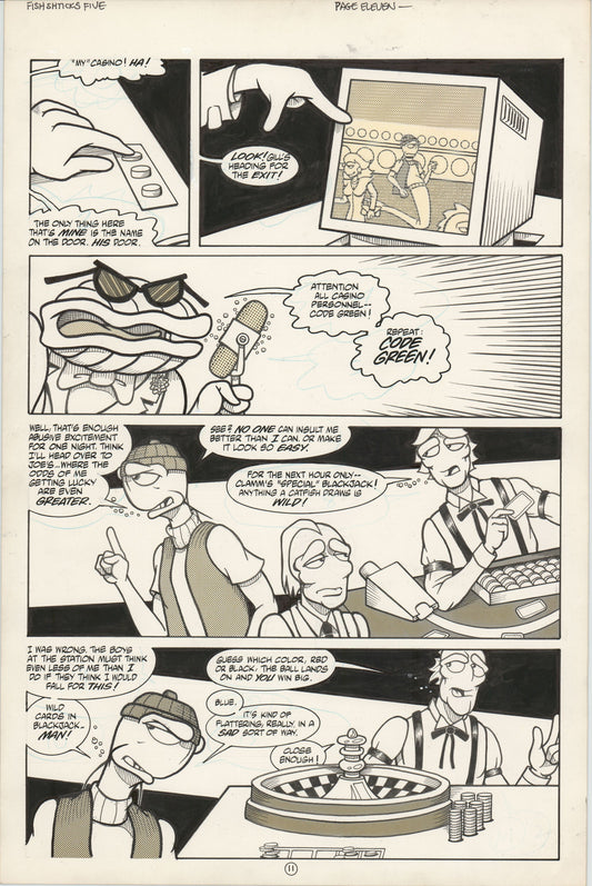 Fish Shticks #5 1992 Hand-inked original comic page by Steve Hauk and Steve Mancuse p11 Offshoot of Fish Police